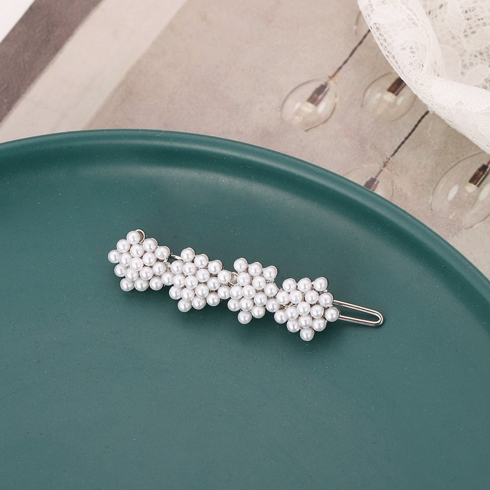 fashion flower alloy plating artificial pearls rhinestones hair clip 1 piece