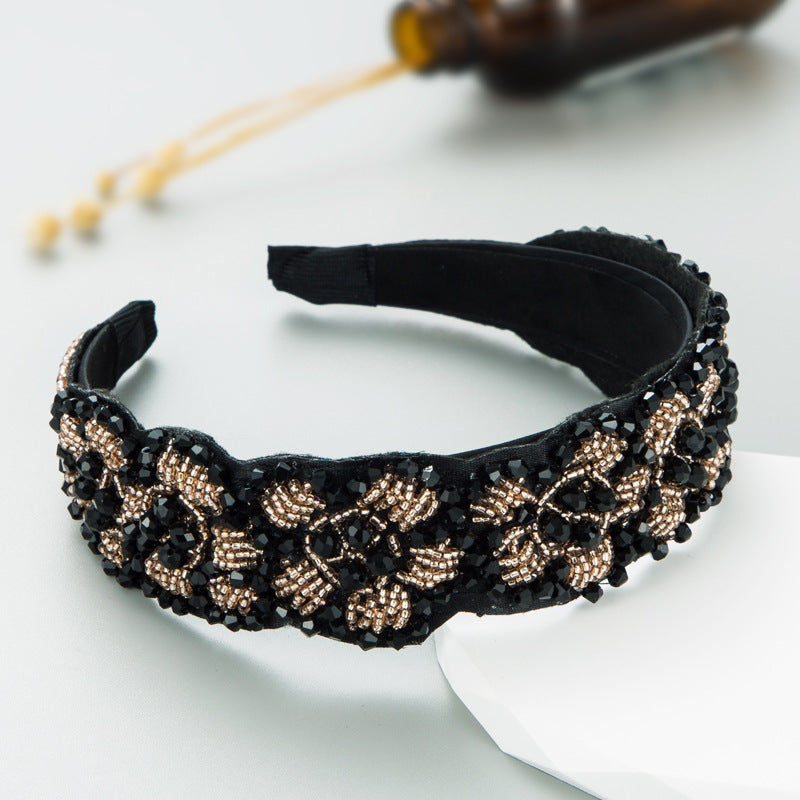 fashion plaid cloth inlay rhinestone hair band