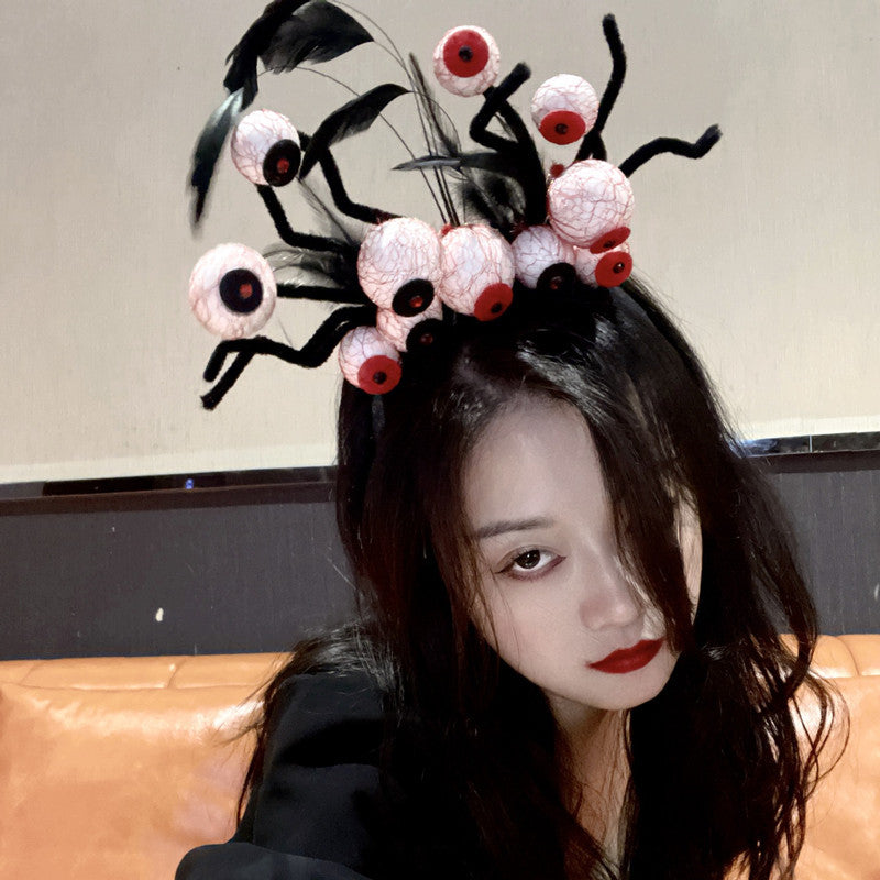 Women's Hip-Hop Funny Halloween Pattern Mixing Lace Hair Band