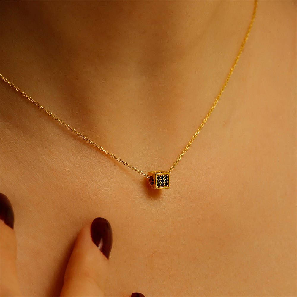 Jewelry Simple Style Geometric Square Titanium Steel Pendant Necklace