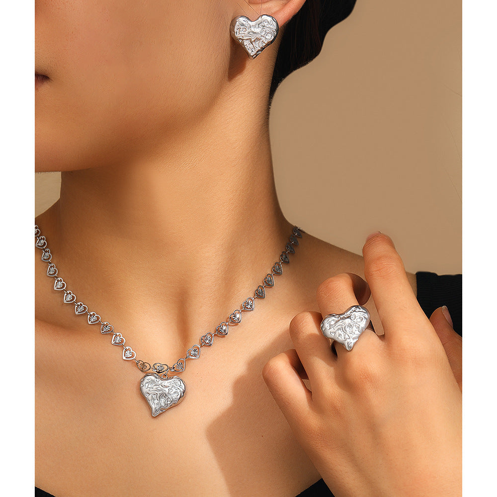 Jewelry Simple Style Classic Style Heart Shape 304 Stainless Steel Plating Jewelry Set