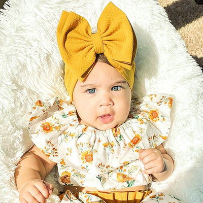 fashion children's solid color double-layer bowknot hairband