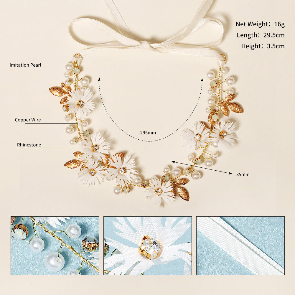 fashion fabric simulation flower pearl headband
