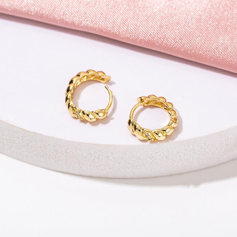 1 Pair Simple Style Geometric Copper Zircon 18K Gold Plated Earrings