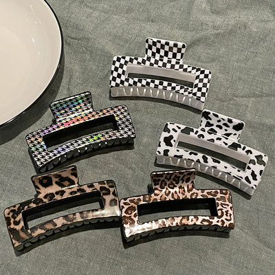 simple style cows plaid cheetah print plastic stoving varnish hollow out hair claws