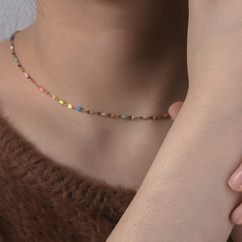 Jewelry Pastoral Simple Style Geometric 304 Stainless Steel Enamel Bracelets Anklet