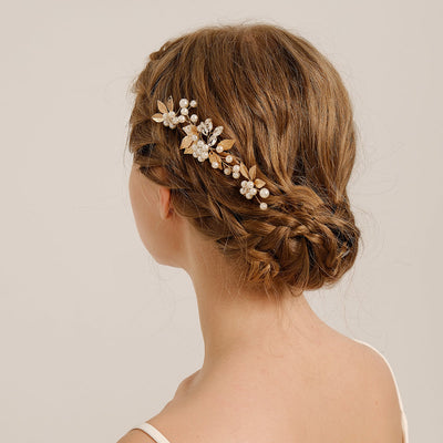 Women's Simple Style Flower Imitation Pearl Alloy Rhinestone Insert comb