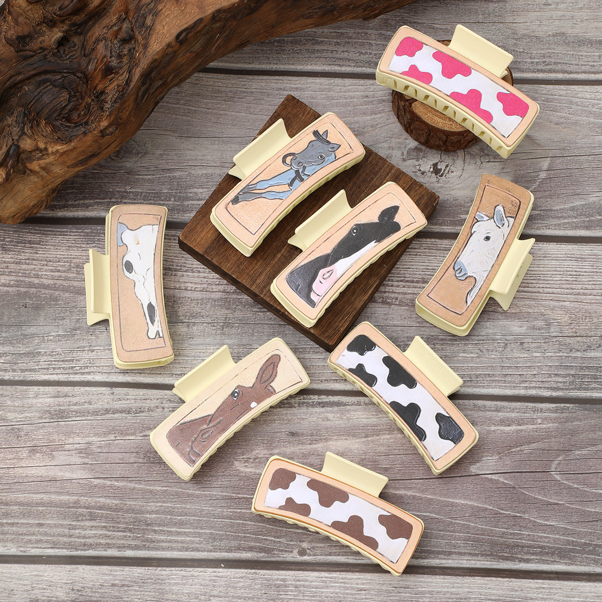 Women's Cute Cows Cow Pattern Pu Leather Hair Claws