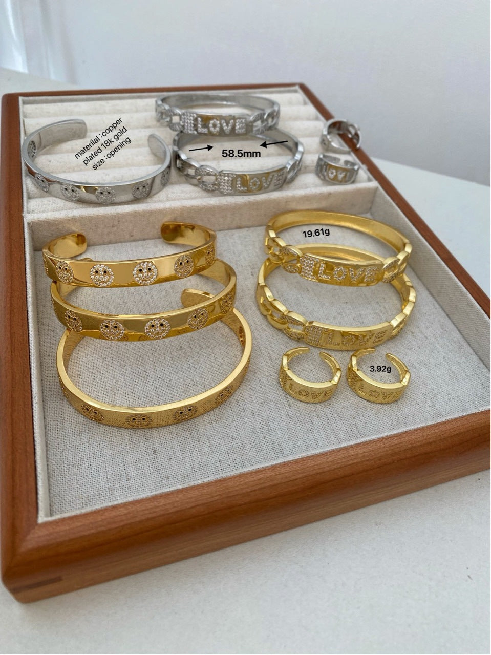 Jewelry Vintage Style Classic Style Love Copper Zircon Plating Rings Bracelets