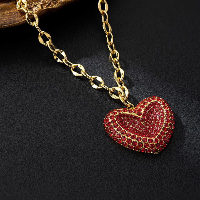 Jewelry IG Style Simple Style Heart Shape Copper Zircon 18K Gold Plated Inlay Pendant Necklace