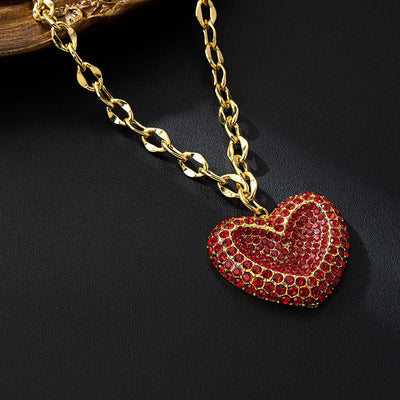 Jewelry IG Style Simple Style Heart Shape Copper Zircon 18K Gold Plated Inlay Pendant Necklace