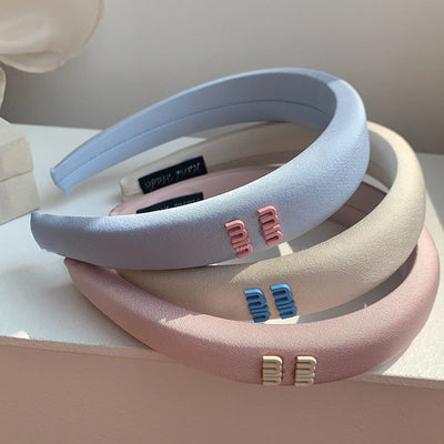 Macaron Color Series Letters Headband Satin High Skull Top Small Fresh Headband Face Wash Hair Pressing Hairpin Hair Accessories Headwear