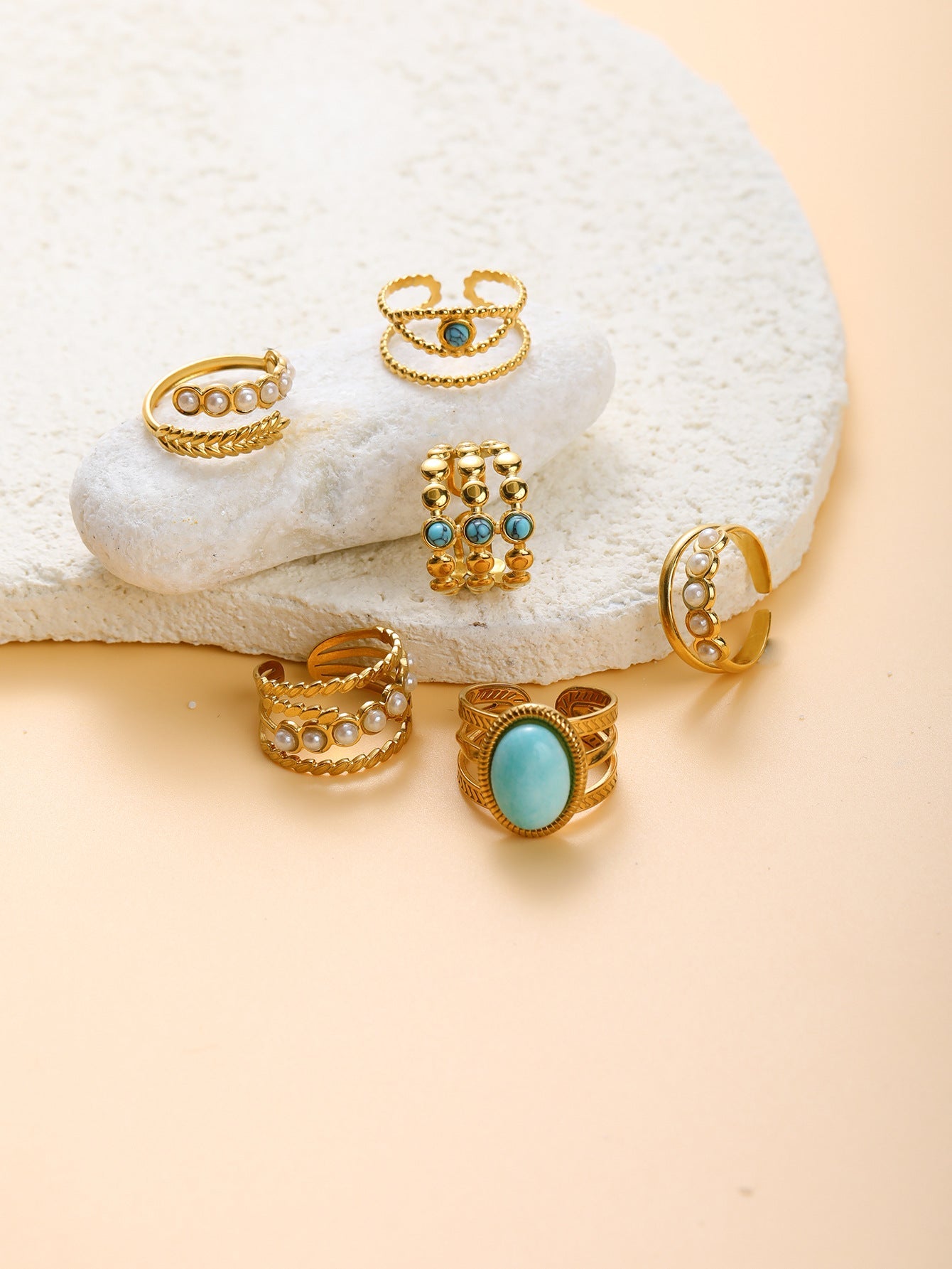 Jewelry Elegant Retro U Shape Oval 304 Stainless Steel Open Rings