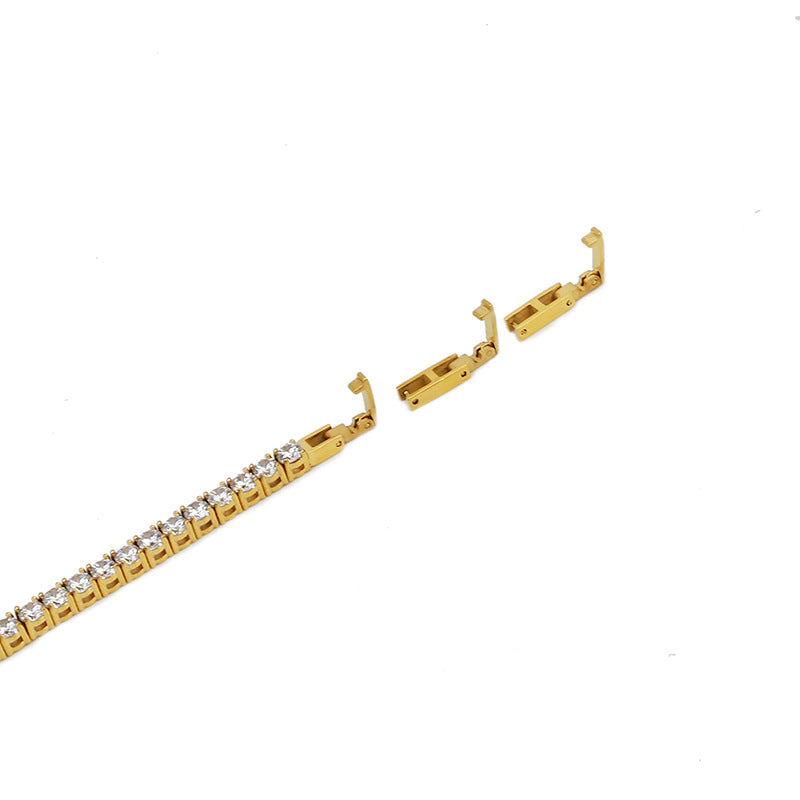 Classic Style Geometric Stainless Steel 18K Gold Plated Rose Gold Plated Zircon Tennis Bracelet In Bulk