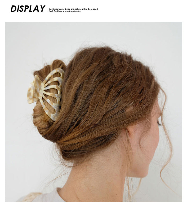 Women's Simple Style Marble Acetic acid sheets Handmade Hollow Out Hair Claws