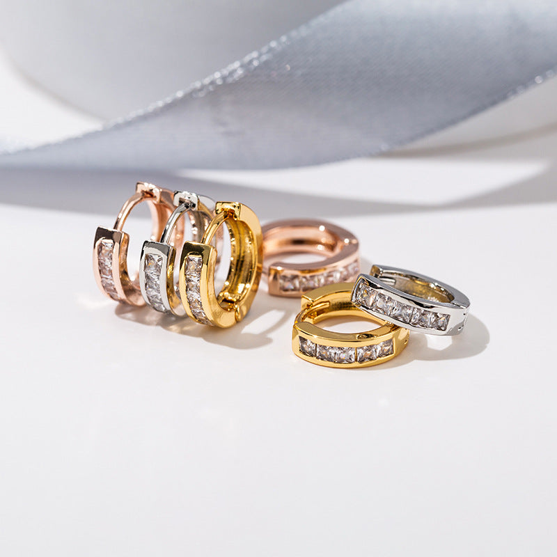 1 Pair Elegant Simple Style Geometric Copper Zircon Earrings