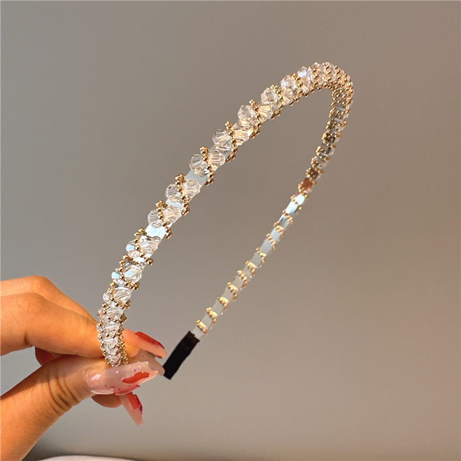 Women's Simple Style Solid Color Artificial Crystal Diamond Hair Band
