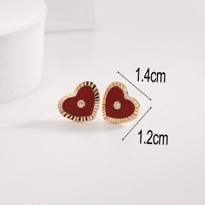 Agate love stud earrings 2025 new popular Ankola red earrings light luxury high-end small fragrant wind earrings