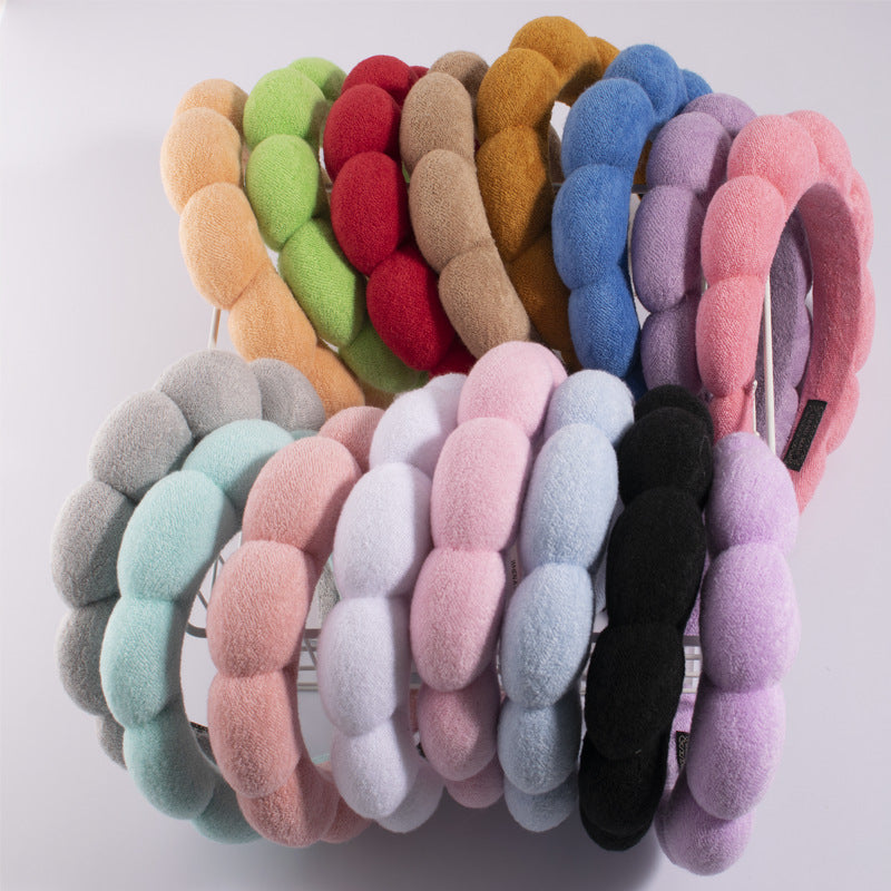 simple style color block towel velvet hair band