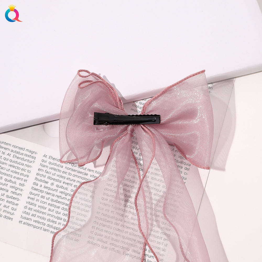 Women's Elegant Sweet Bow Knot Gauze Iron Hair Clip