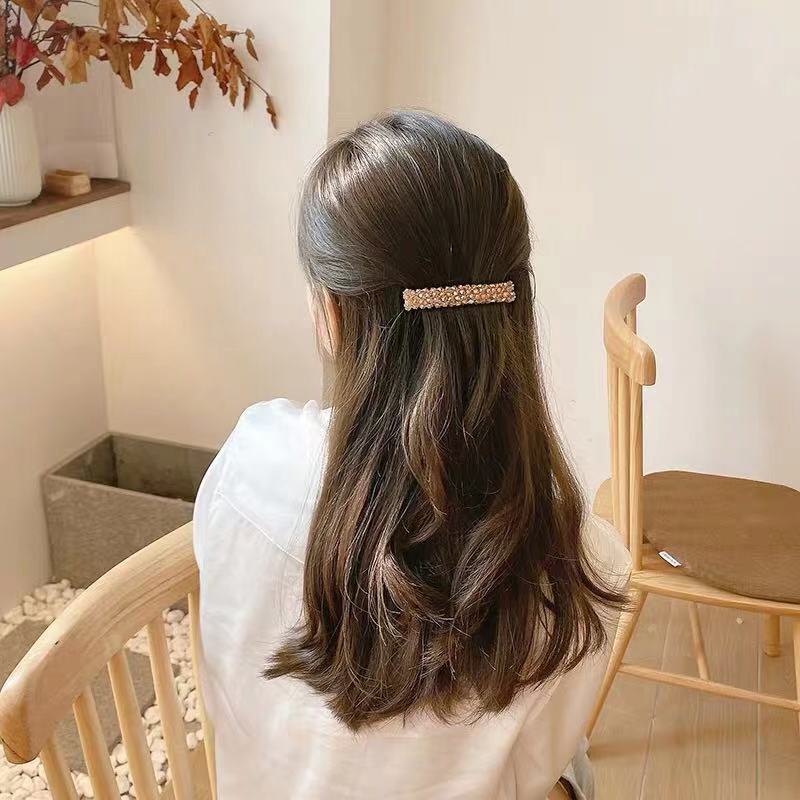 fashion geometric glass metal hair clip 1 piece