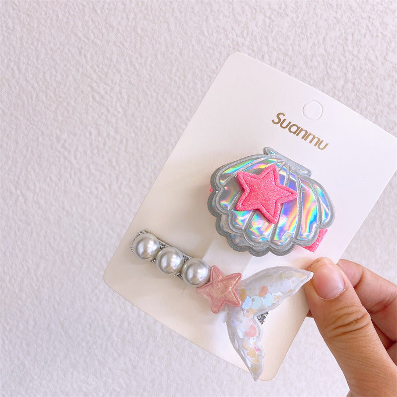 Girl'S Simple Style Classic Style Mermaid Cloth Contrast Collar Hair Clip