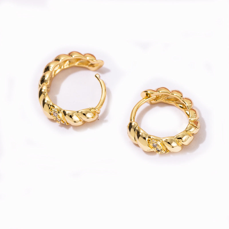 1 Pair Simple Style Geometric Copper Zircon 18K Gold Plated Earrings