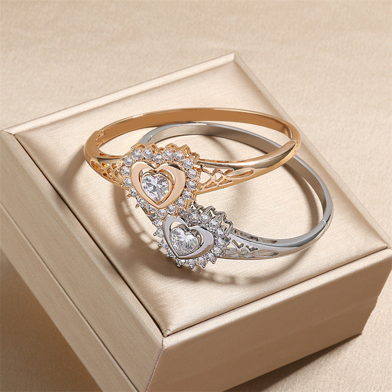 Casual Simple Style Streetwear Heart Shape 304 Stainless Steel Zircon Stainless Steel Bracelets In Bulk