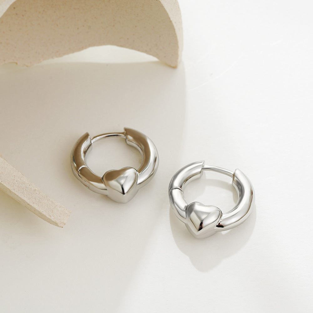 1 Pair Simple Style Heart Shape Mixed Metal 304 Stainless Steel Earrings