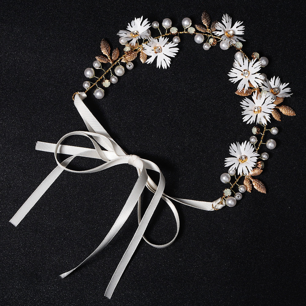 fashion fabric simulation flower pearl headband