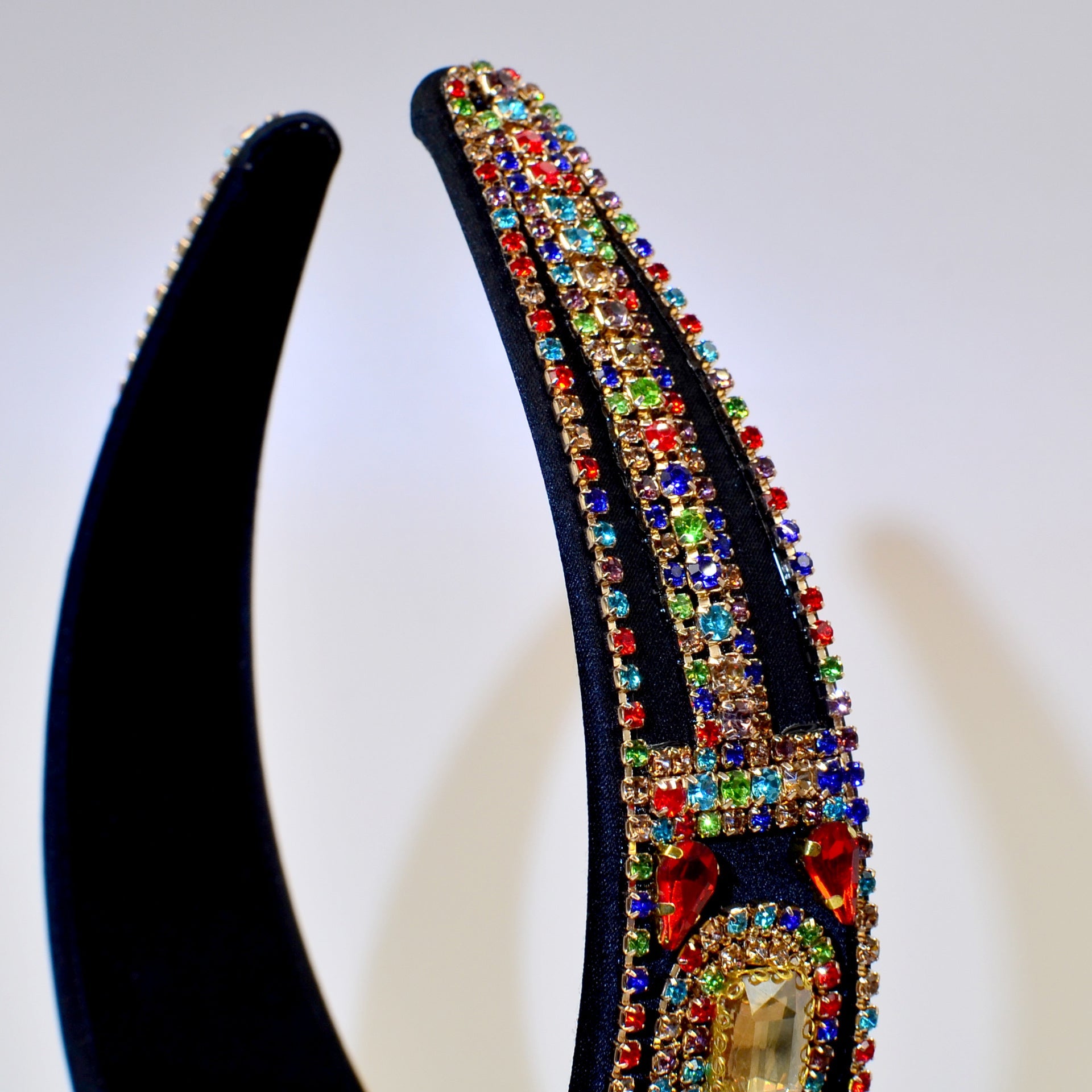 Women's Elegant Color Block Rhinestone Flannel Handmade Hair Band