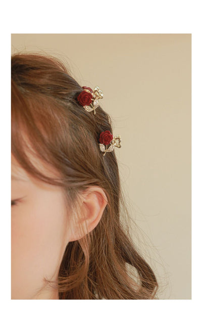 women's lady rose alloy inlay rhinestones hair clip