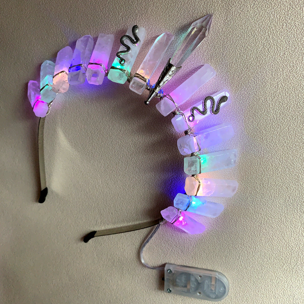 simple style rectangle crystal patchwork hair band