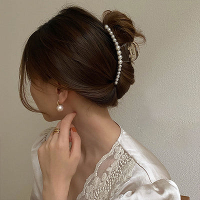 simple style geometric artificial pearl handmade hair claws 1 piece