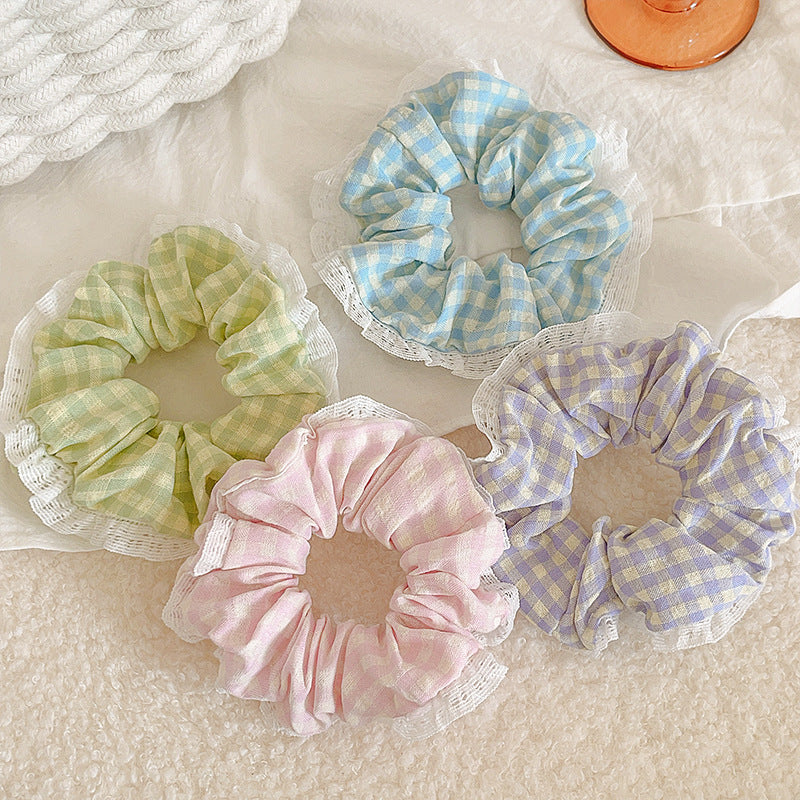 Women's IG Style Sweet Lattice Cloth Rib-Knit Lace Hair Tie