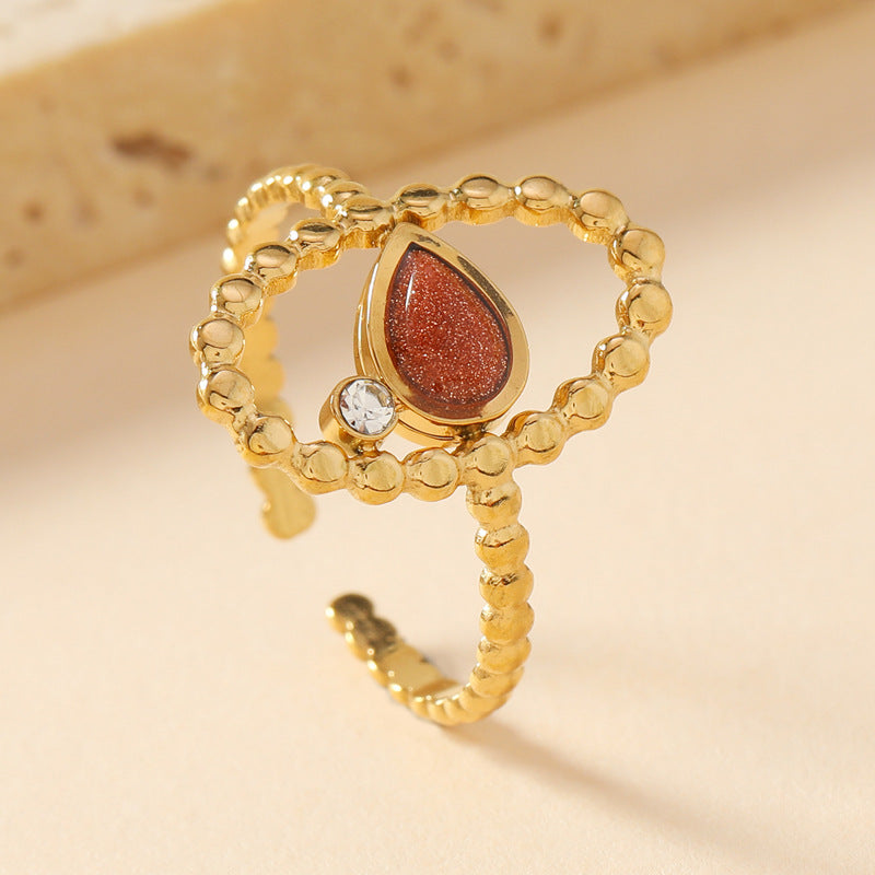 Jewelry Elegant Water Droplets Titanium Steel Open Rings