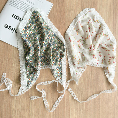 Three-State New Fresh Lace Edge Triangular Binder Small Floral Daisy Headcloth Long Summer Outing Hair Accessories