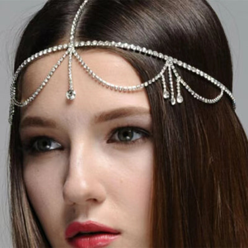 simple rhinestone water drop chain hair accessories