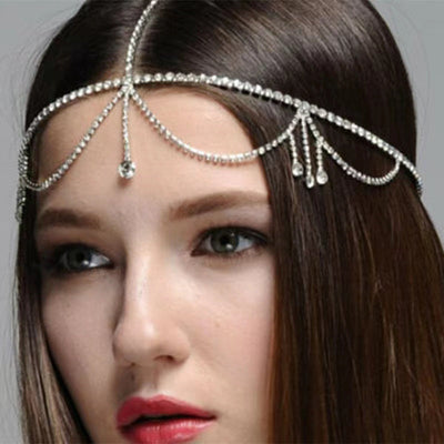 simple rhinestone water drop chain hair accessories