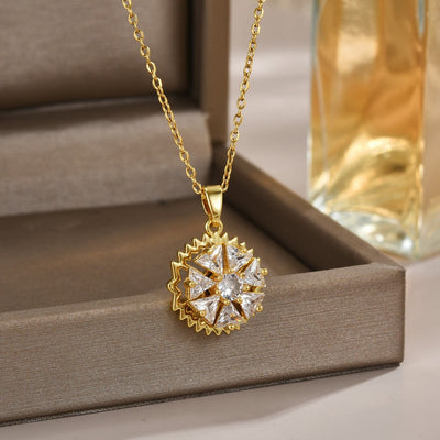 Jewelry Simple Style Classic Style Printing Titanium Steel Zircon Inlay Pendant Necklace
