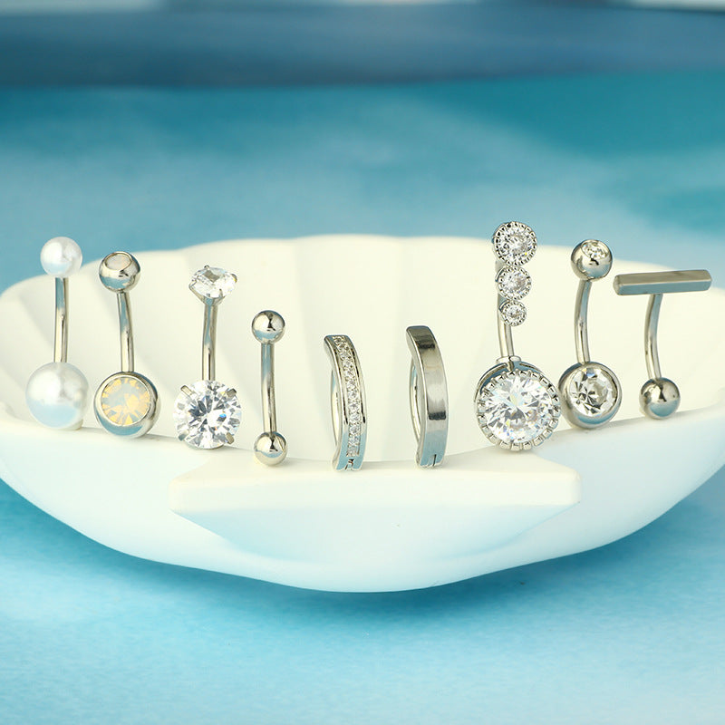 1 Piece 1 Set Belly Rings Simple Style Geometric Heart Shape 316 Stainless Steel  Plating