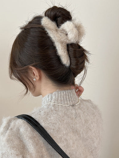 Korean Style Large Mink Fur Grip Women's New Autumn and Winter Hair Volume Shark  Former Red Hot Design Niche Barrettes