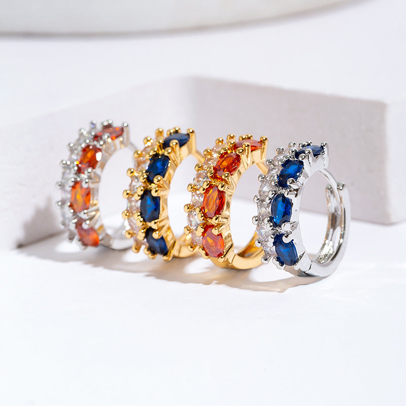 1 Pair Simple Style Geometric Plating Copper Zircon Earrings