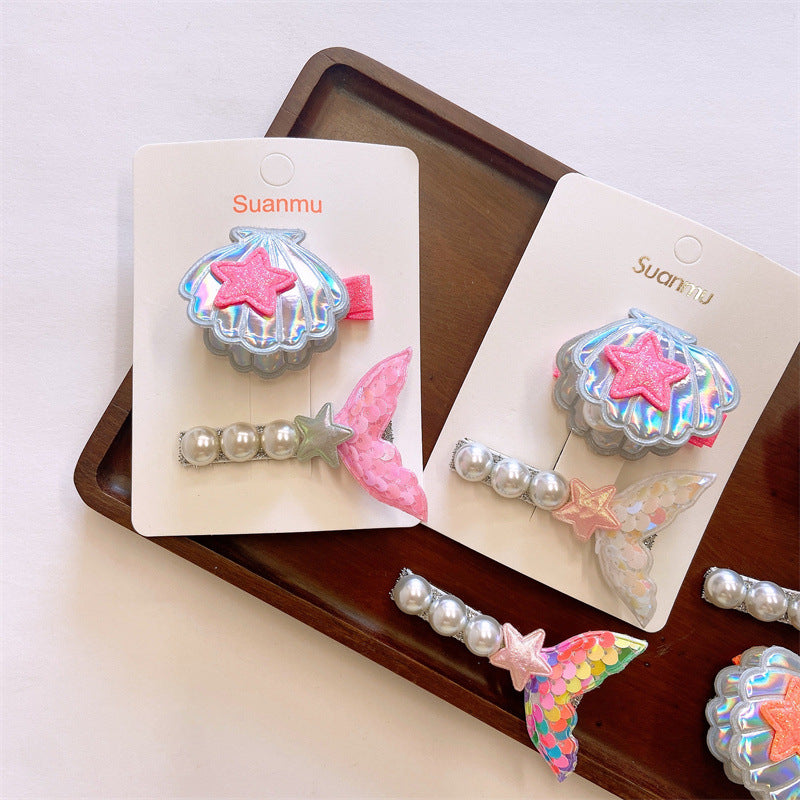 Girl'S Simple Style Classic Style Mermaid Cloth Contrast Collar Hair Clip