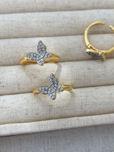 Jewelry Vintage Style Classic Style Butterfly Copper Zircon Plating Rings Earrings Necklace