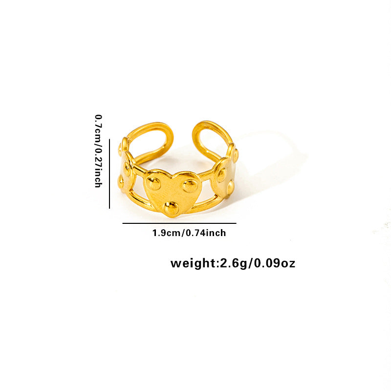 Jewelry Elegant Leaf Heart Shape Flower Titanium Steel Open Rings