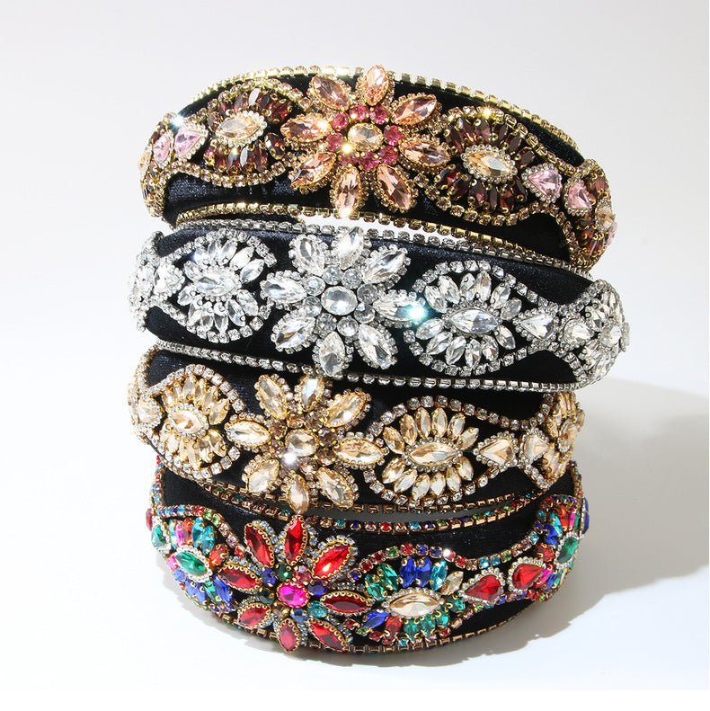 Women's Elegant Streetwear Geometric Flannel Rhinestones Hair Band