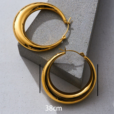 1 Pair Simple Style Solid Color Plating Titanium Steel Ear Studs