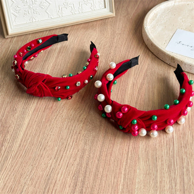 New Knotted Wide Brim Hair Band Pearl Rhinestone Fashionable High-Grade Headband Hair Fixer  Hair Accessories