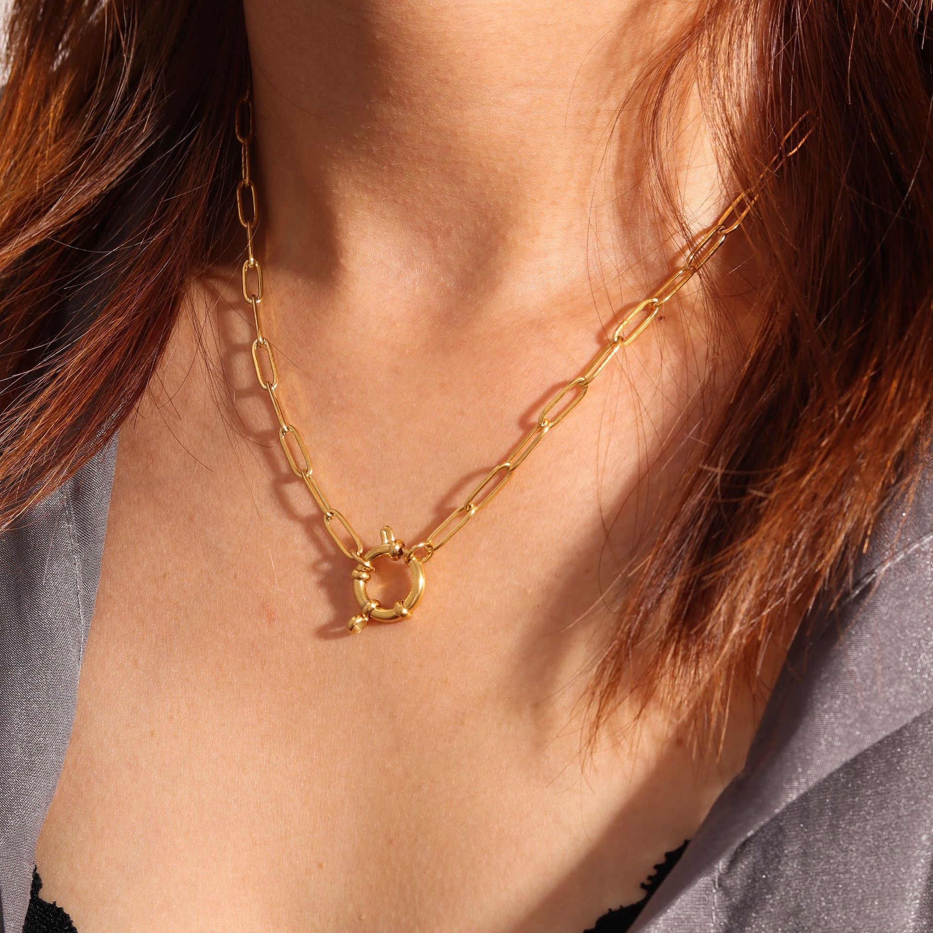 Jewelry Retro Simple Style Geometric Titanium Steel Plating Pendant Necklace